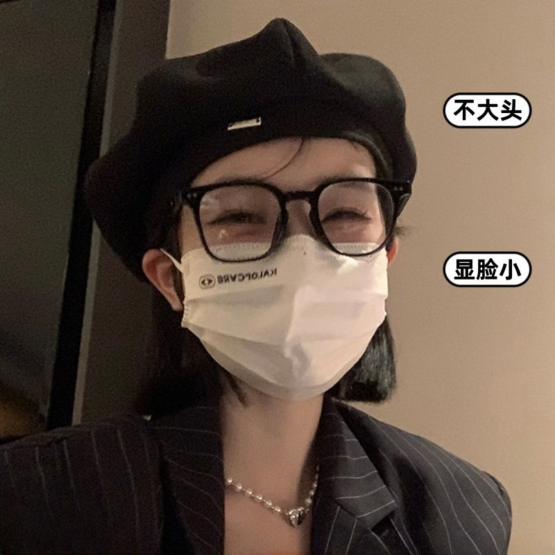 黑色贝雷帽女2024秋冬季新款日系大头围显脸小八角帽复古画家帽子