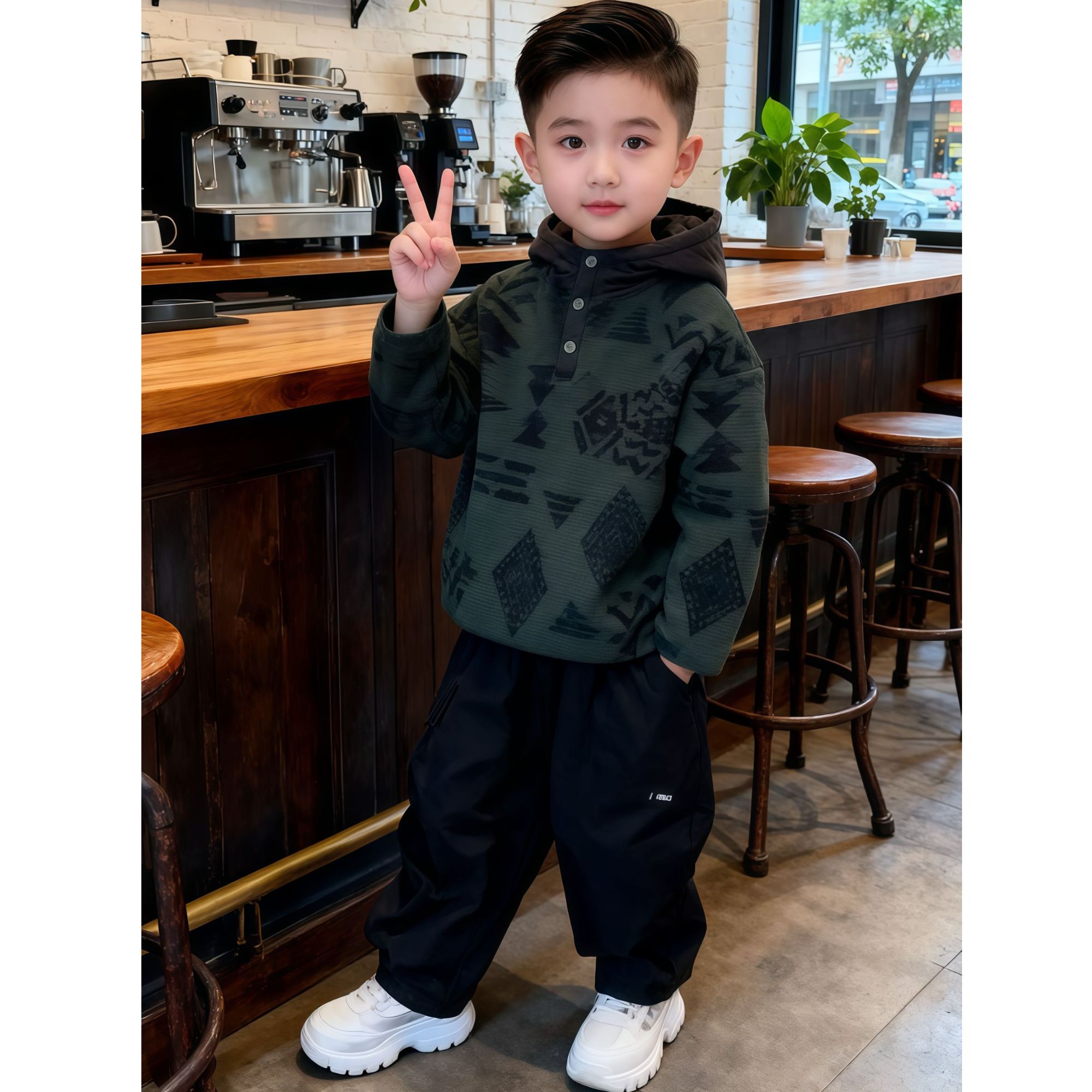 男童冬季加绒摇粒绒外套2025新款中大童韩版加厚休闲冬款带帽童装