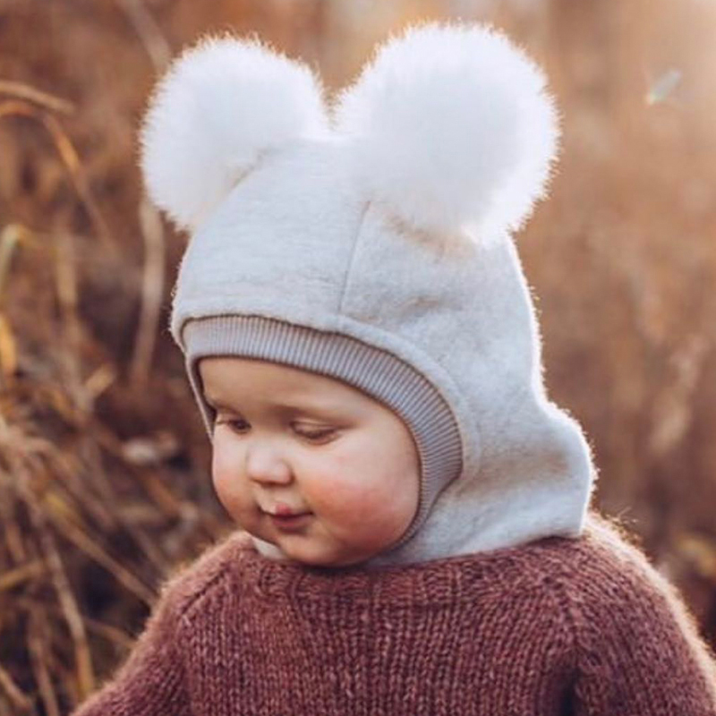 【2025】HUTTEliHUT丹麦毛球帽婴儿儿童男新生儿女童秋冬婴幼儿护脸