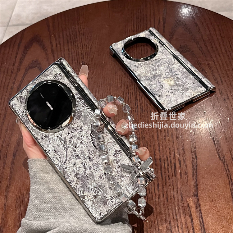 适用华为matex5折叠手机壳matex6典藏版真皮蝴蝶花磁吸中轴保护套