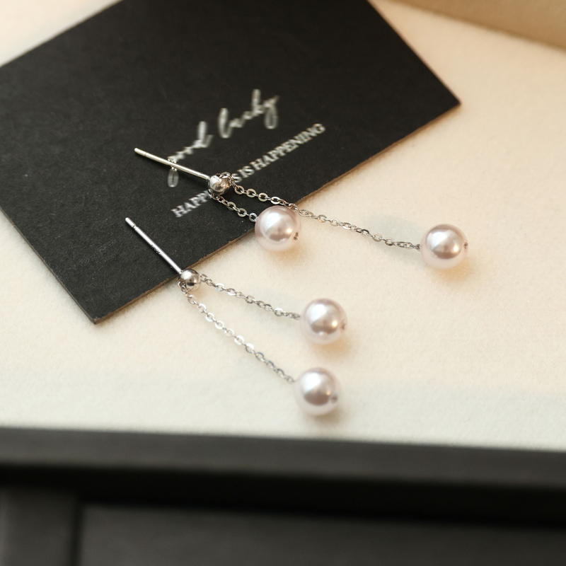 丽沁 925银耳饰  曼塔玫瑰紫珠流苏耳钉抽拉精美仙气仙女精致耳环