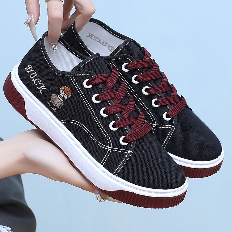 爆款女鞋厚底帆布鞋2025春夏新款学生运动小白鞋百搭休闲鞋板鞋女