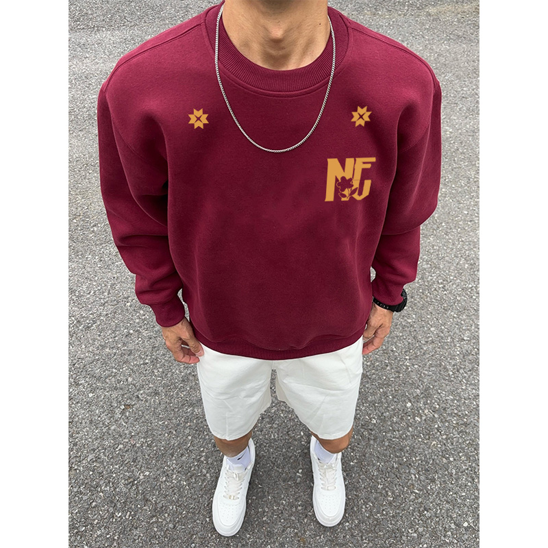 美式vibe简约字母印花圆领卫衣男秋冬季潮牌百搭宽松情侣套头上衣