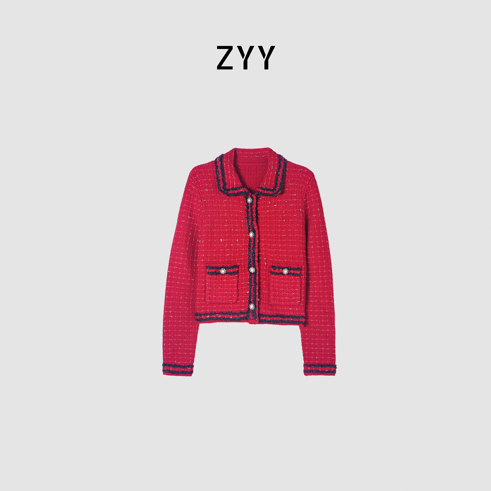 ZYY【姜饼雪屋】2025S/S秋冬气质时尚红色针织衫X25DMY06144