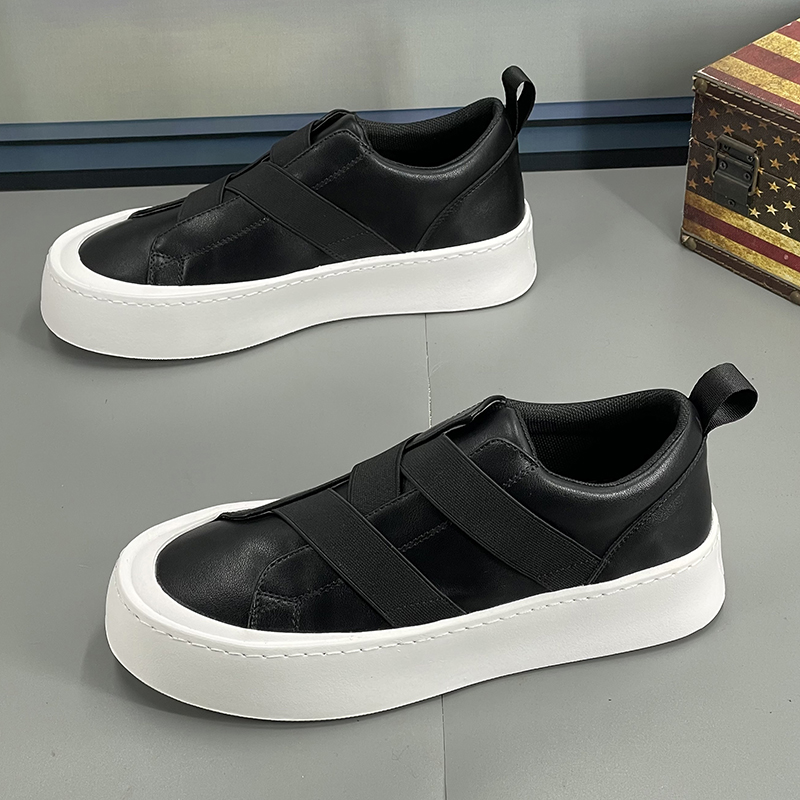 男鞋一脚蹬低帮板鞋新款潮流轻便厚底舒适软底防滑百搭时尚休闲鞋