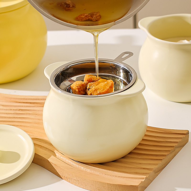 川岛屋猪油罐家用陶瓷耐高温食品级可放冰箱罐子荤油辣椒油专用罐