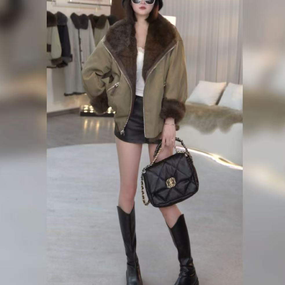 【杉屿】A2593毛袖25年新款大衣女士秋冬短款时尚大气百搭风衣