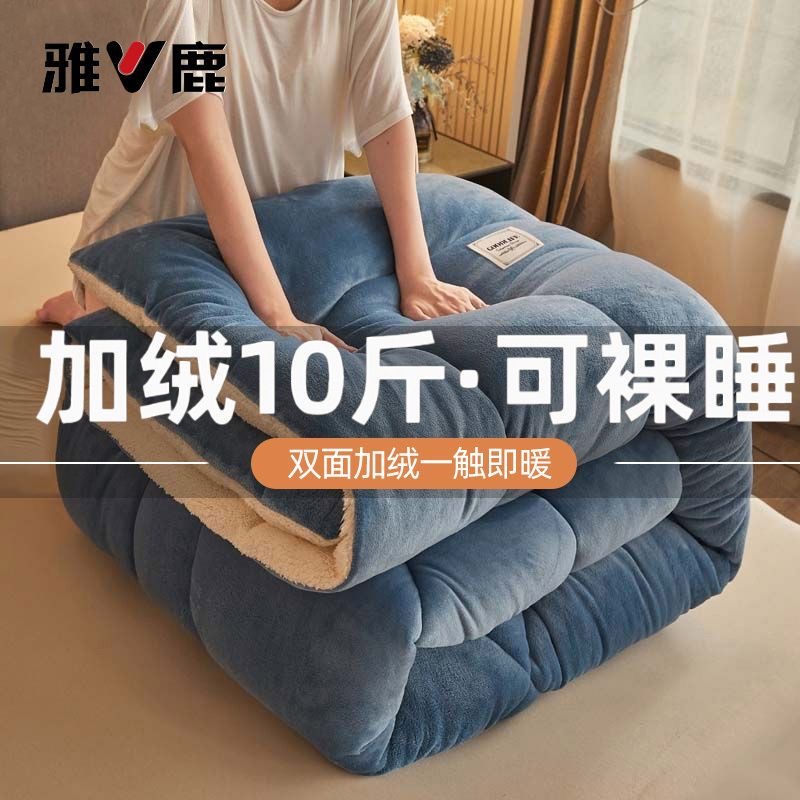 V/雅鹿冬季羊羔绒被子冬被加厚保暖棉被学生宿舍单双人被芯牛奶绒