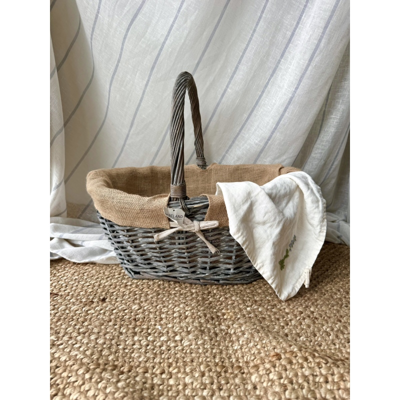 藤编杂货篮花园收纳框麻布篮子手工藤编提篮