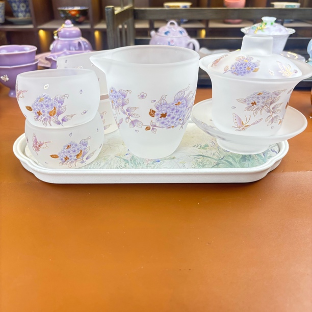 特殊福利单@@古法冰冻烧三才盖碗功夫茶具