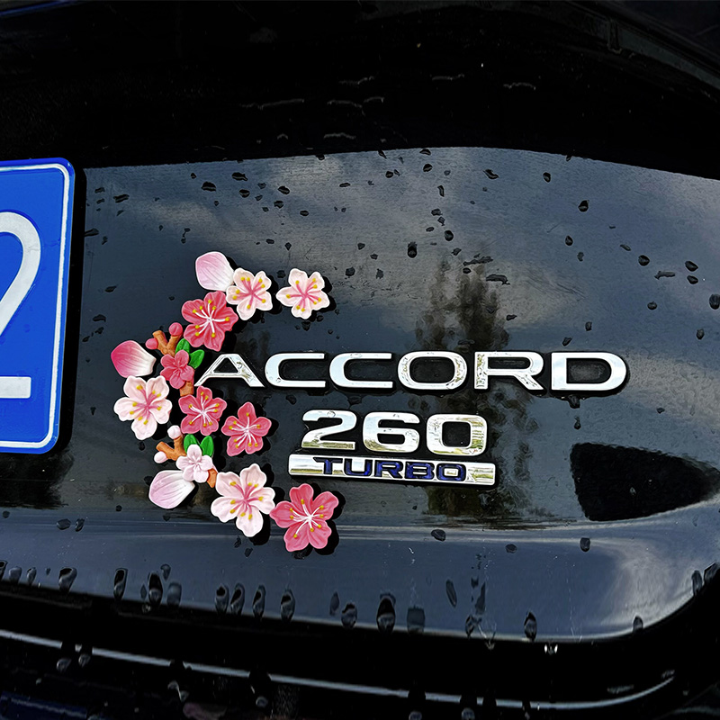 汽车创意网红尾标桃花贴3D立体贴汽车外观内饰装饰用品摆件