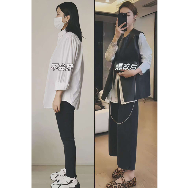 欧美炸街三件套装穿搭女时尚气质百搭衬衫宽松马甲黑色休闲牛仔裤