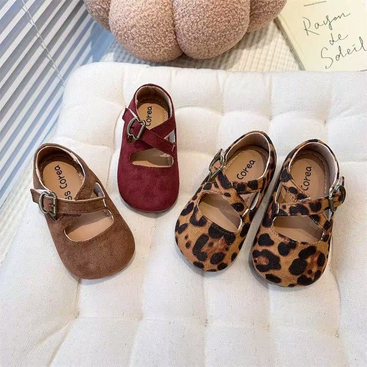 【千禧风】秋季新款女童复古豹纹小皮鞋百搭软底圆头儿童公主鞋单鞋