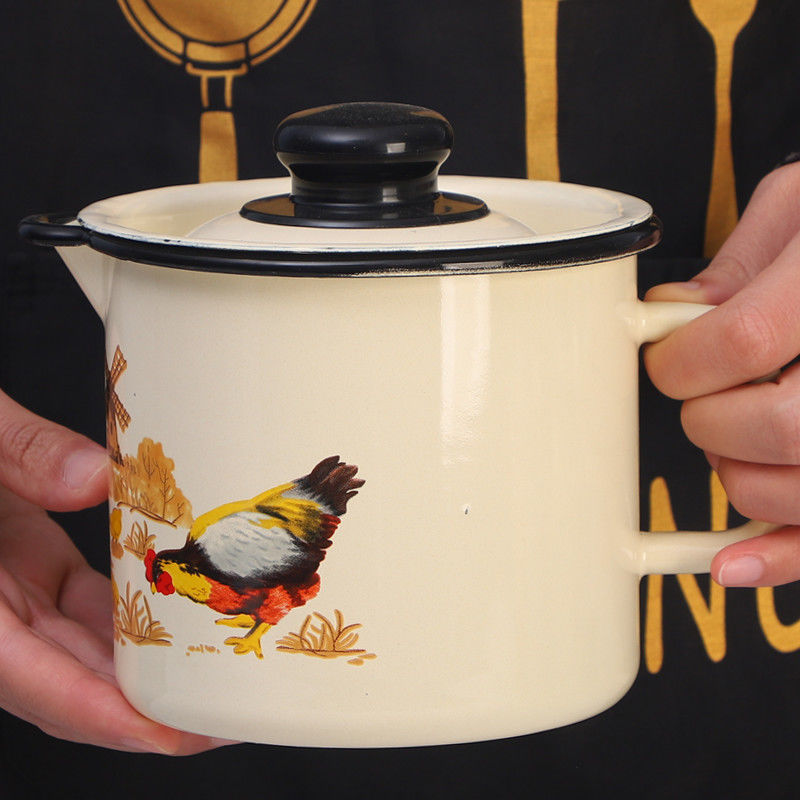 欧丽家珐琅搪瓷油罐储油罐辣椒油罐尖嘴厨房家用耐高温出口俄罗斯