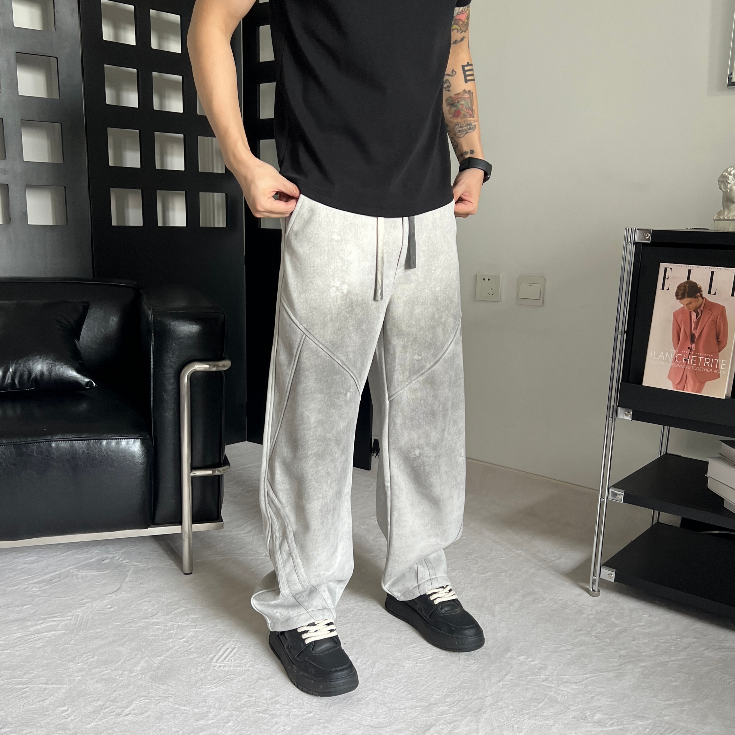 2025秋季休闲裤美式男生宽松运动卫裤立体剪裁长裤微弹力脏脏裤