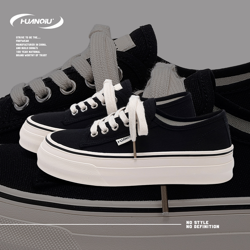 HUANQIU/环球小众百搭厚底帆布鞋女2025夏季爆款透气软底休闲鞋子
