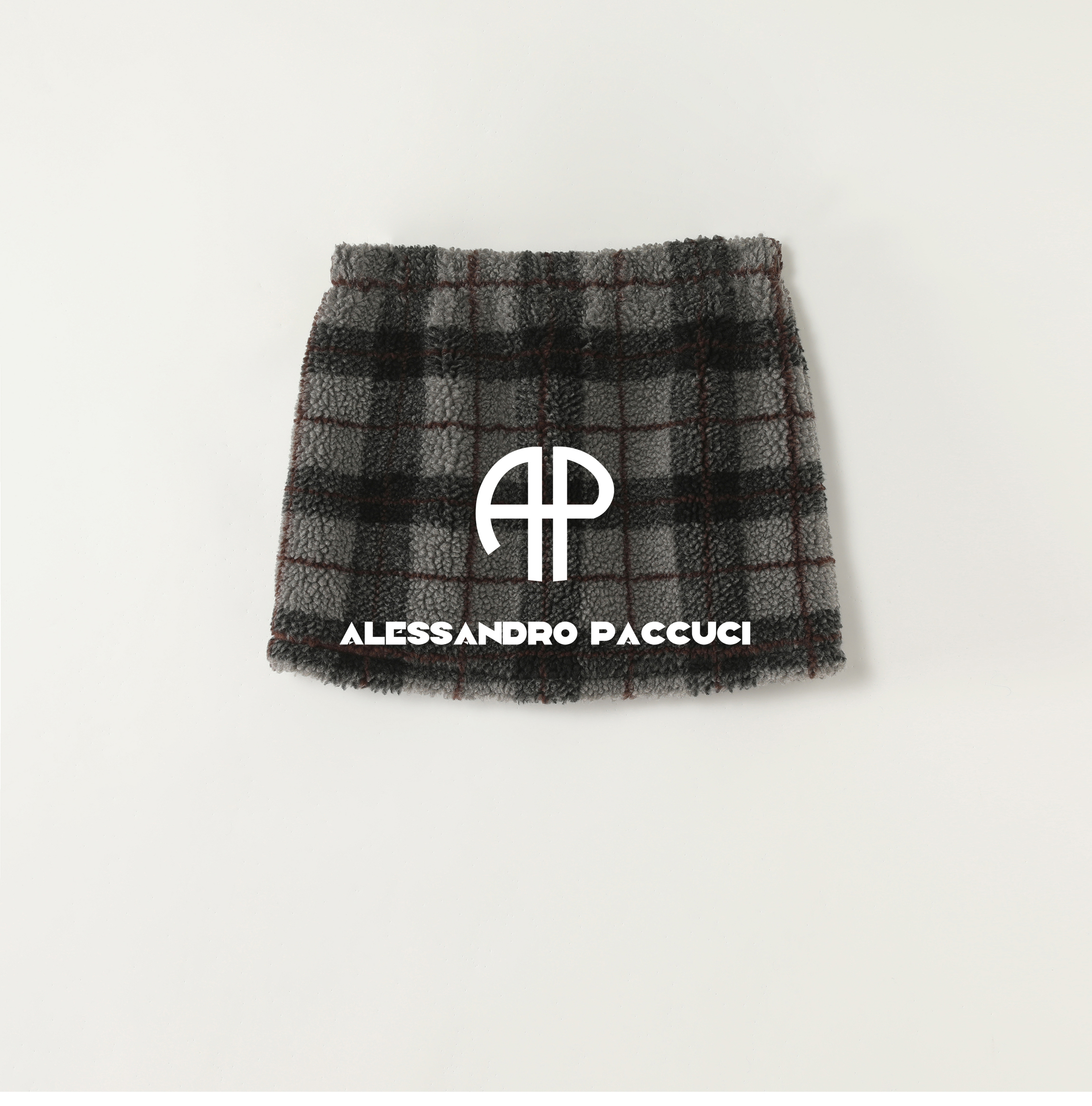 AP洛哥54123QB绵羊毛+骆驼绒格子松紧腰时尚百搭短半身裙秋冬