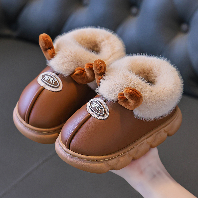 2025冬季儿童棉鞋男女童时尚2-9岁居家室内外防滑保暖防水棉拖鞋