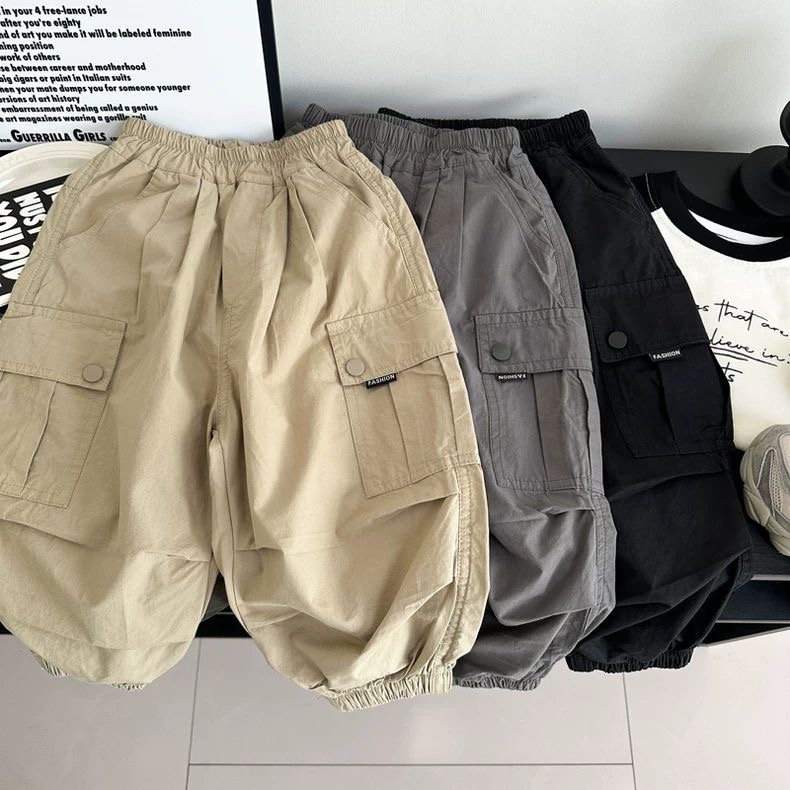 男童纯棉裤子春秋薄款儿童装韩版休闲工装裤新款小男孩潮酷束脚裤