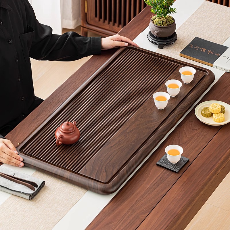 新款轻奢高档电木款茶盘实木办公家用会客茶托盘排水茶具干泡茶台