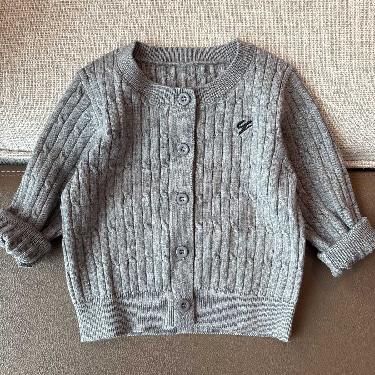 【包芯纱刺绣开衫毛衣  】婴儿童上衣服宝宝秋冬季套头打底针织衫H1