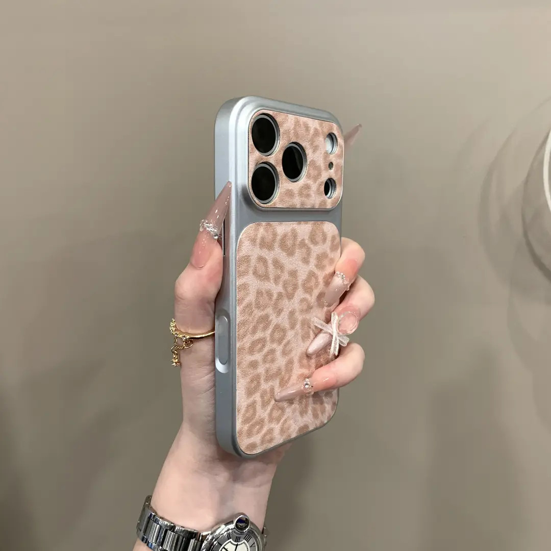 韩风小众时髦闪粉豹纹适用苹果17ProMax手机壳iphone15新款16pro
