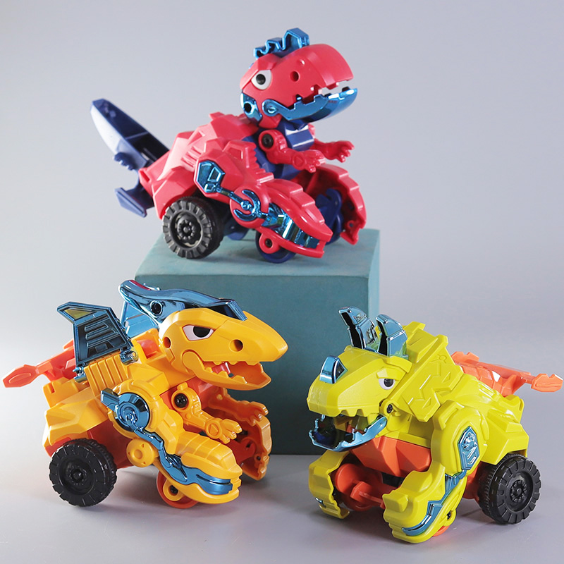 恐龙变形玩具车儿童惯性碰撞变身战车男孩宝宝环保耐摔三角龙汽车