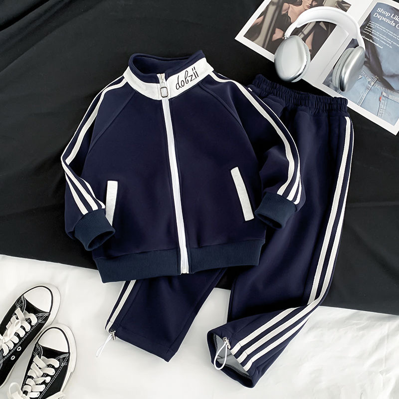 【三条杠真口袋实体品质】秋款儿童套装中大童运动两件套阔腿裤口
