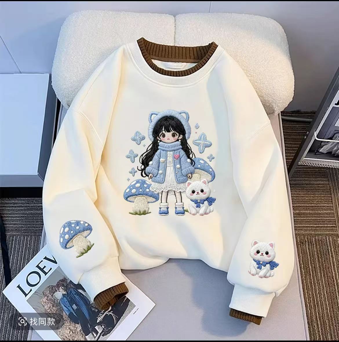 女童圆领卫衣2025新款儿童休闲印花上衣女孩秋季洋气百搭长袖衣服