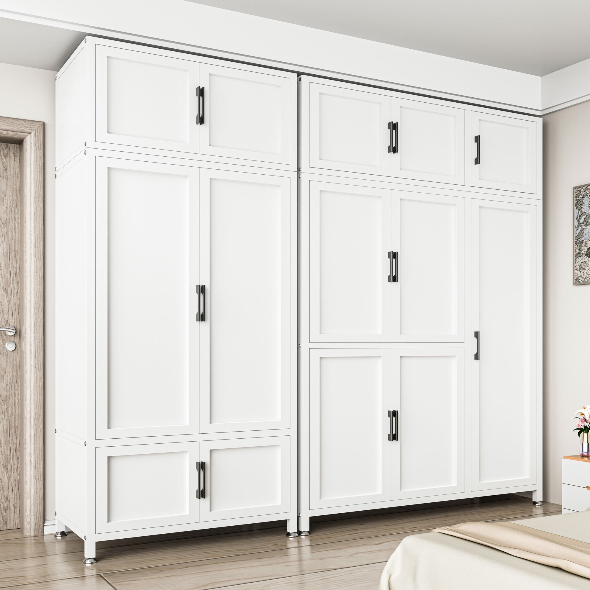 环保简易钢制衣柜卧室家用出租房专用防潮防霉金属衣橱挂衣收纳柜