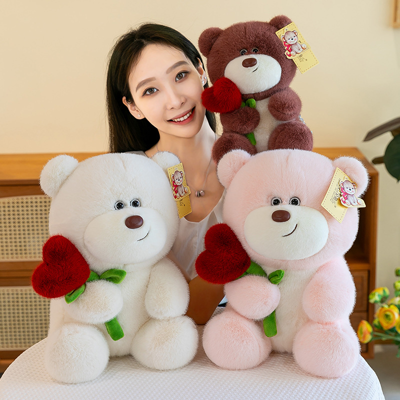 抱玫瑰花泰迪熊大抱抱熊公仔玩偶外贸七夕情人节礼物小熊娃娃