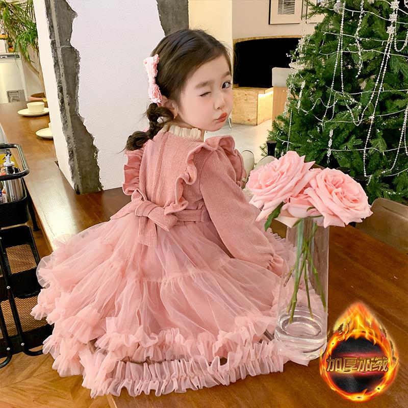 FAVMARTHA女童秋冬款洋装2025新款儿童洋派加绒加厚公主裙小女孩
