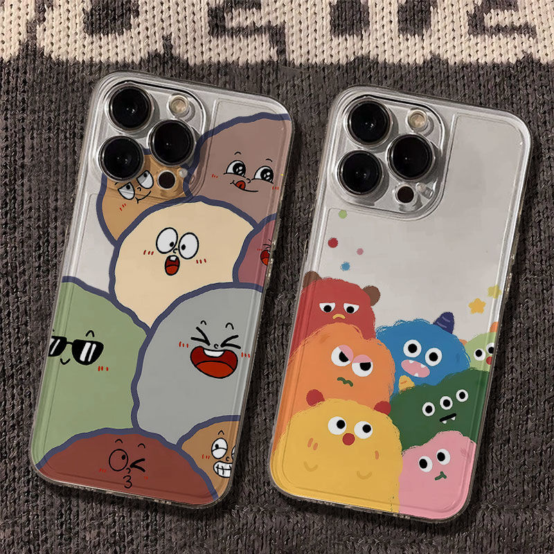 治愈表情土豆小怪兽适用苹果14手机壳iPhone15透明软16promax防摔
