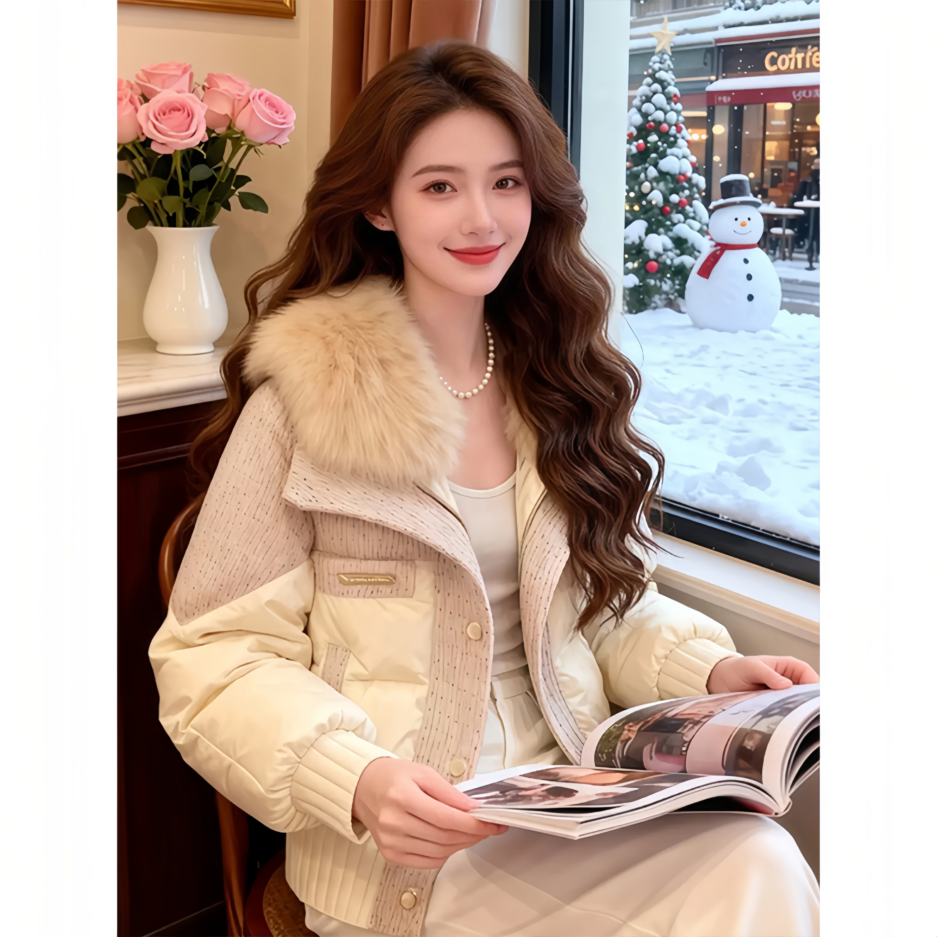 高级感巨好看棉服女冬季气质大毛领保暖外套