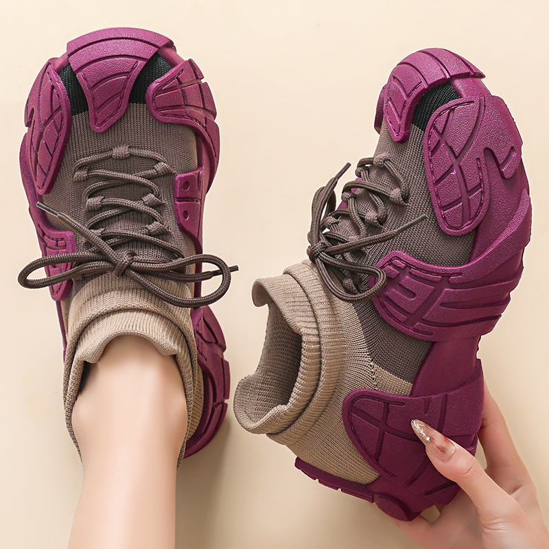 沐晁清仓处理秋季新款飞织袜子透气老爹鞋女鞋一脚蹬厚底轻便软底