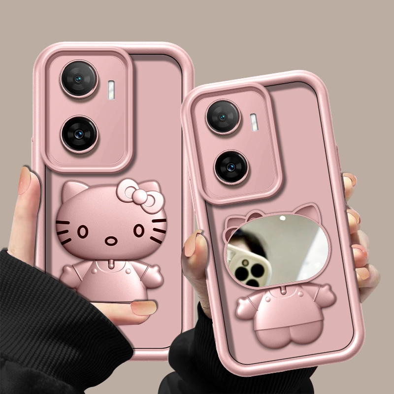 适用【畅享60】金属漆香槟粉高级感猫咪支架手机壳防摔创意网红女款