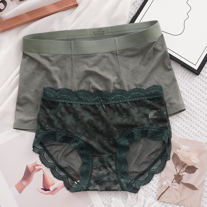 2025新款情侣内裤一男一女性感纯欲夫妻蕾丝双人情调内衣套装