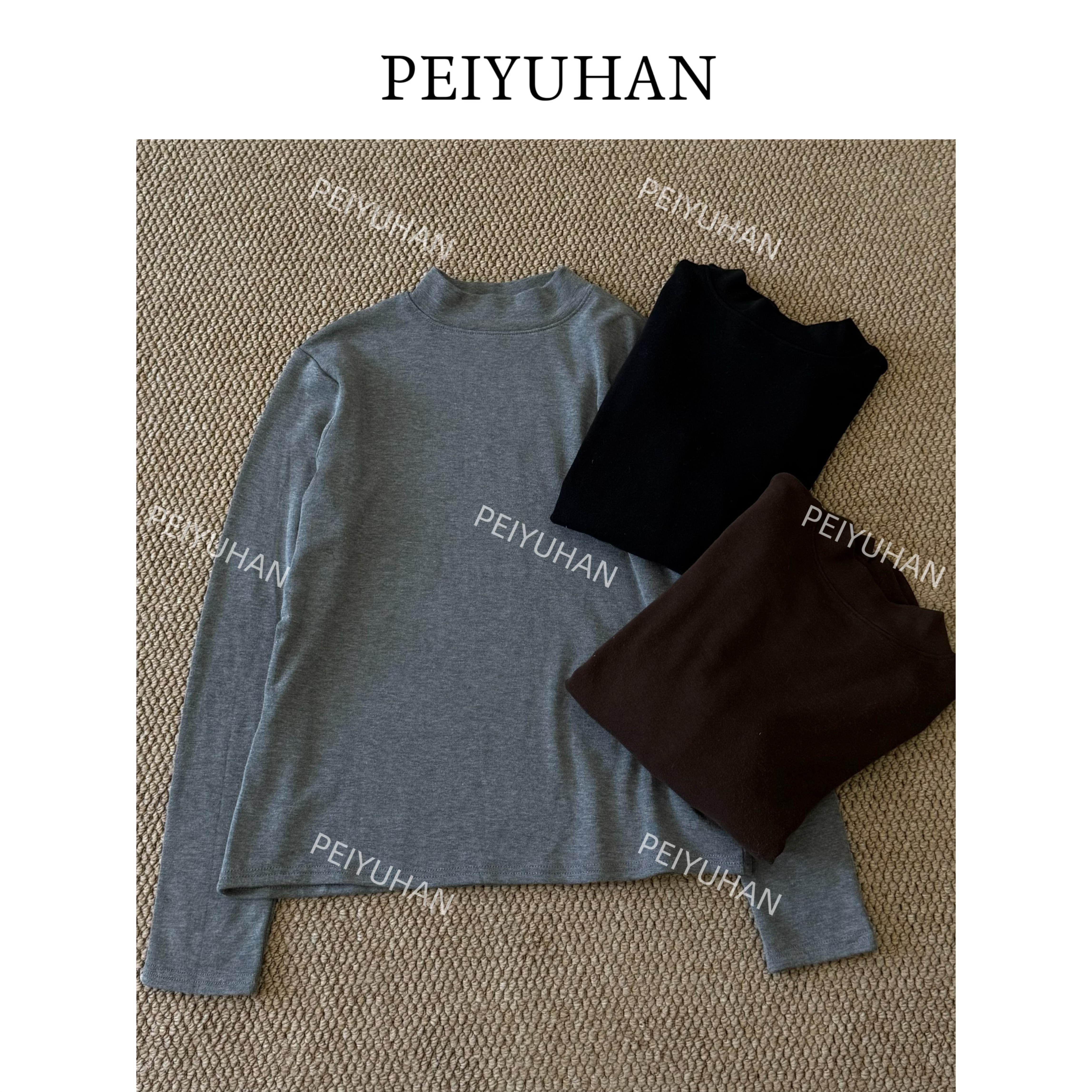 PEIERNA佩佩PF 【三色中领T】细绒T恤 T22306 6106247百搭长袖打底