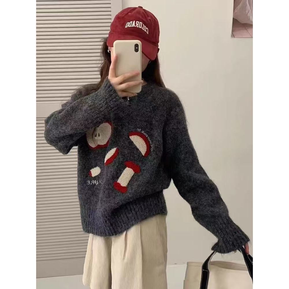 慵懒风奶fufu软糯减龄毛衣女秋冬新款设计感小众百搭长袖针织衫女