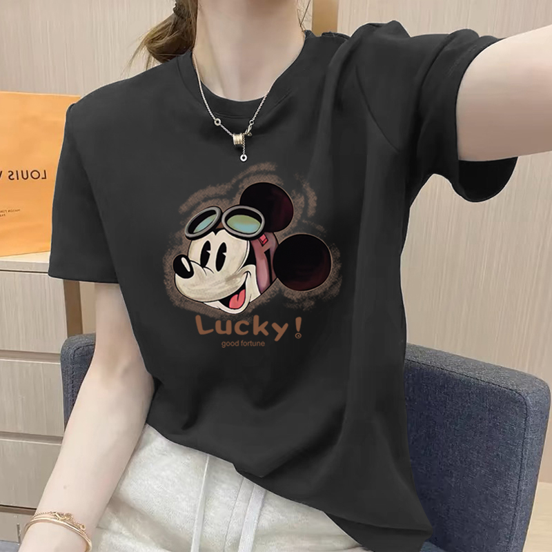 夏季薄款2025年新款正肩纯棉短袖t恤女百搭洋气减龄上衣打底衫潮