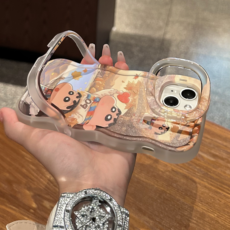 枫叶小新适用苹果15华为oppo/vivo小米iPhone16板凳双支架手机壳