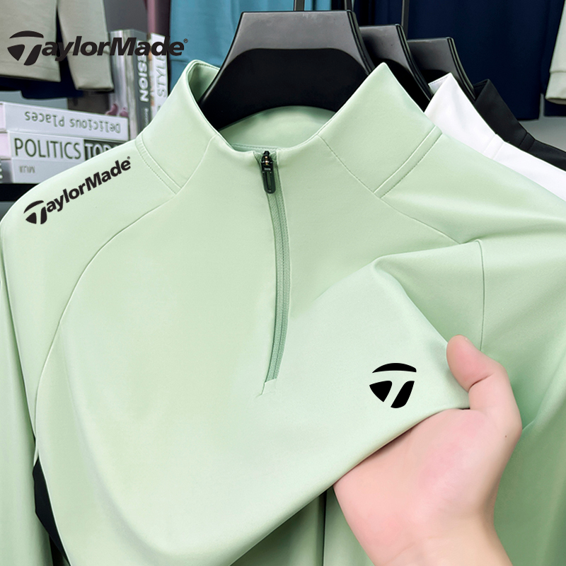 Taylormade泰勒梅高尔夫男装2025秋冬男士长袖polo衫运动立领t恤