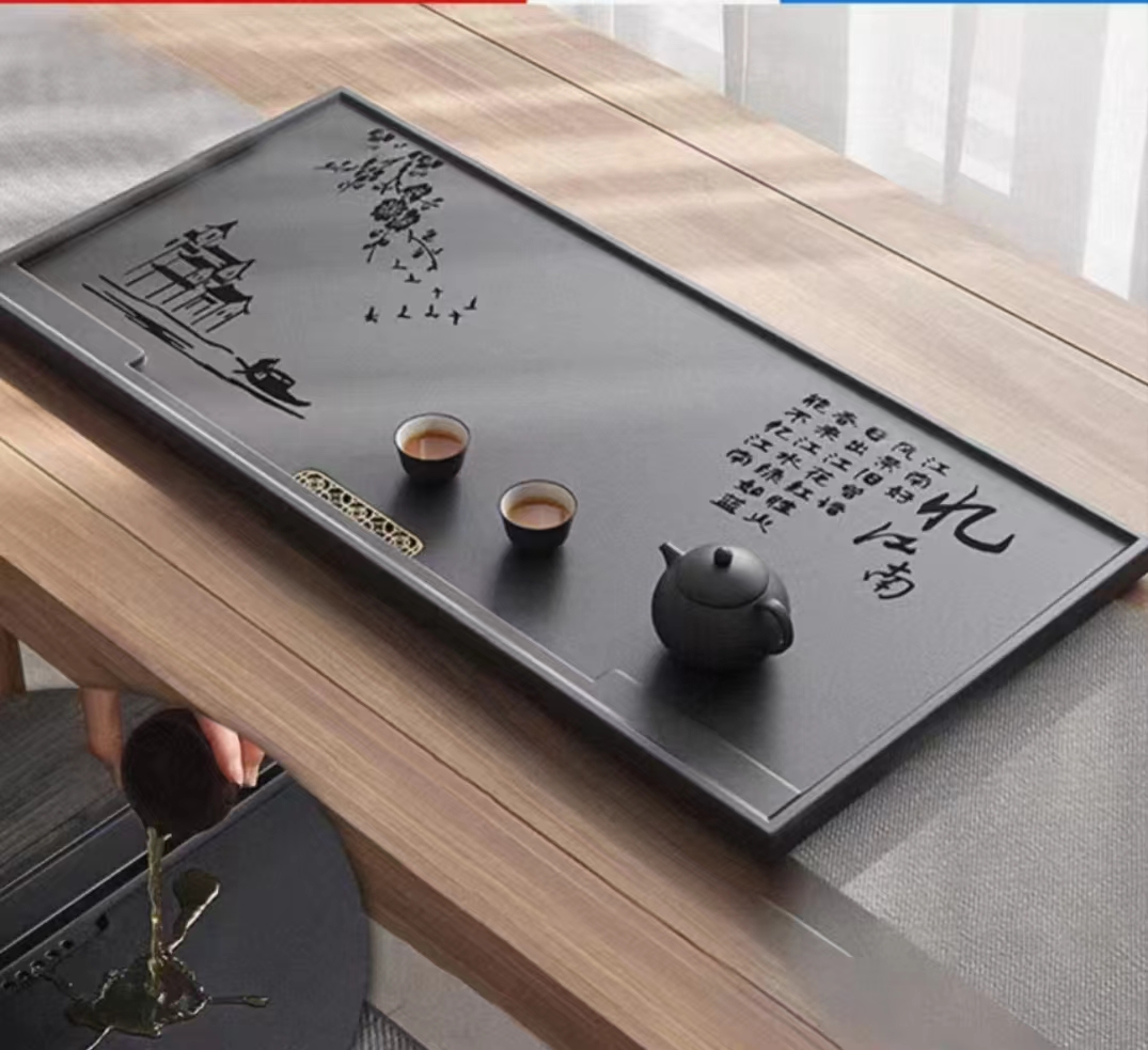 新款（忆江南）茶盘茶台茶几茶托托盘直排下水干湿分离好用耐用