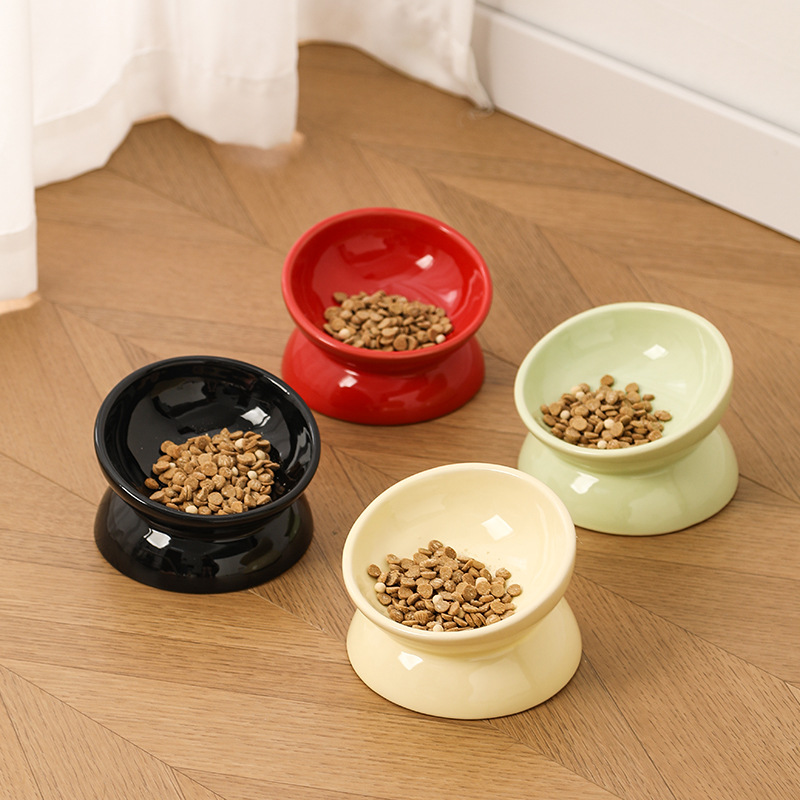 陶瓷猫碗猫盆猫水碗猫粮碗斜口保护颈椎防打翻大口径猫猫碗狗碗
