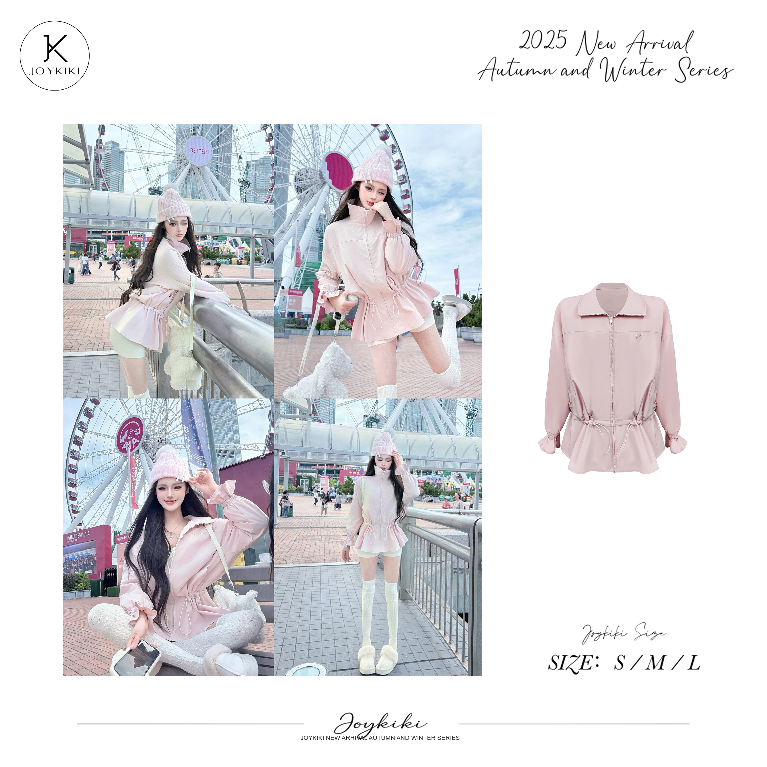 JOY KIKI鹅了么【东京丽人】 秋冬加绒收腰原创刺绣风衣外套J25D100