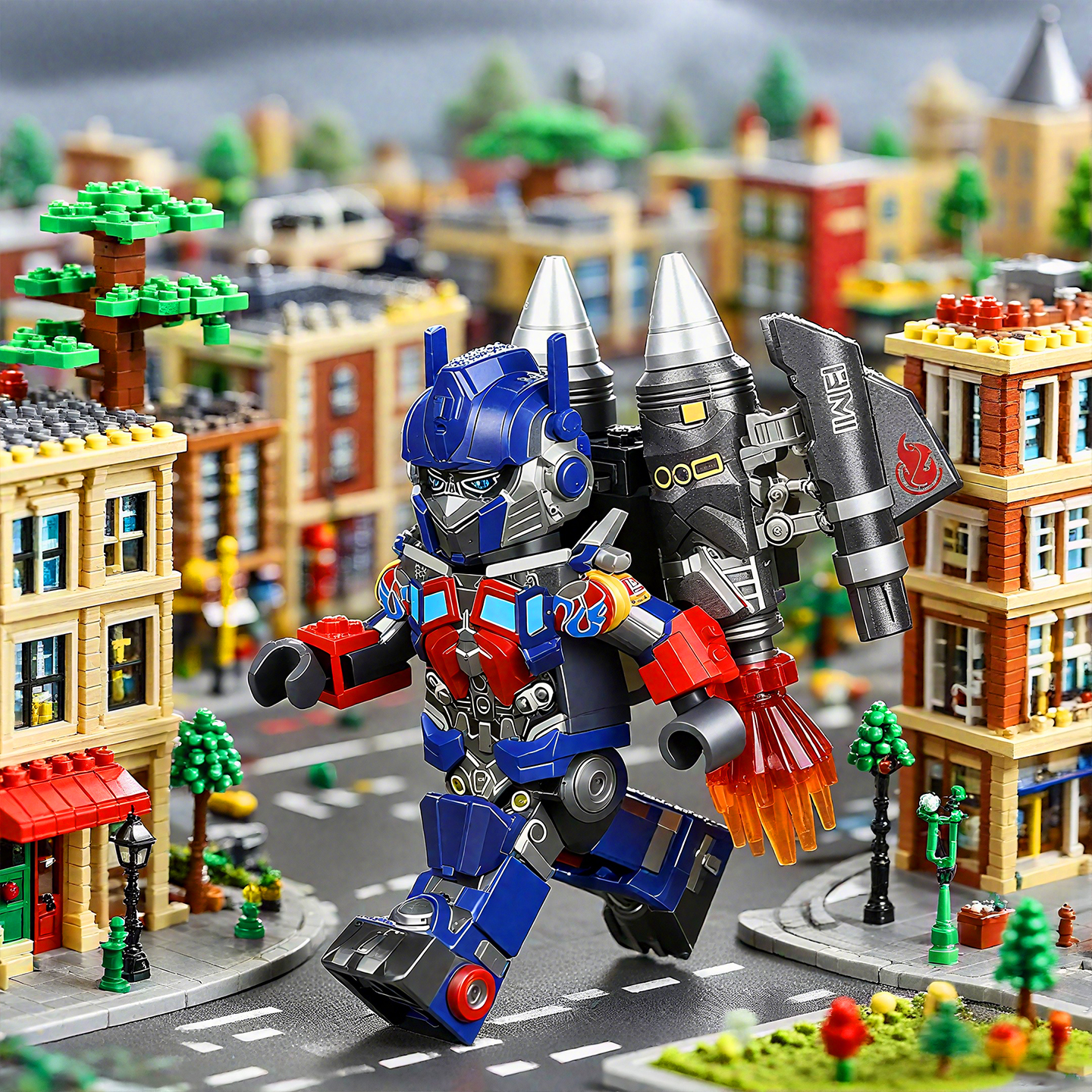 BM积木机甲人仔天火箭擎天汽车拼装玩具金刚威震飞机柱益智大黄蜂