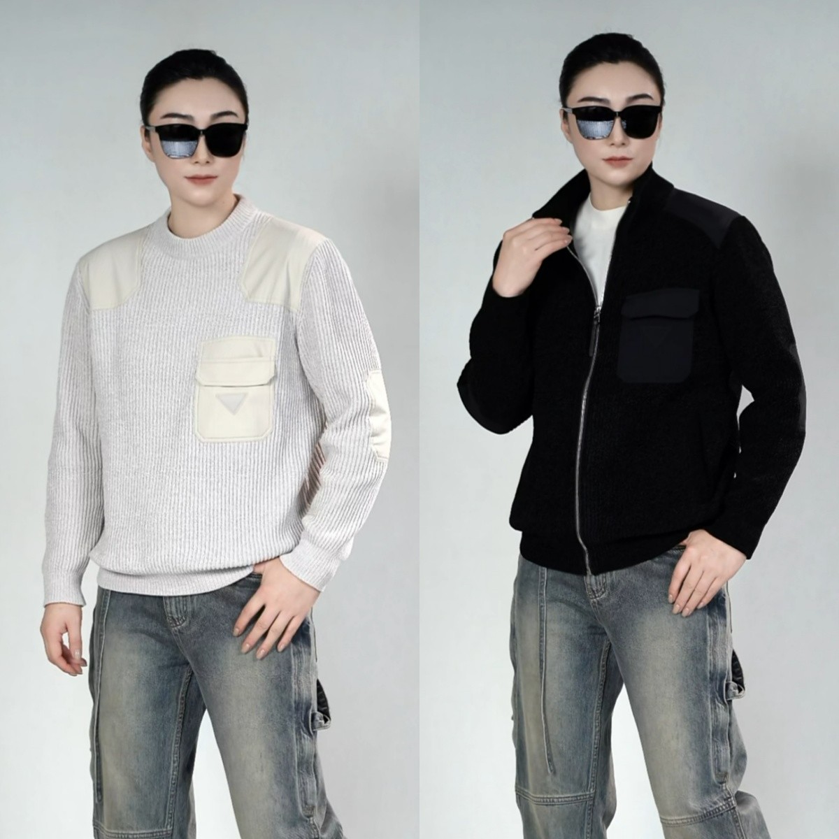 缇瑞男士时尚针织毛衣251137/251139秋季新款男装轻奢拼接毛衣