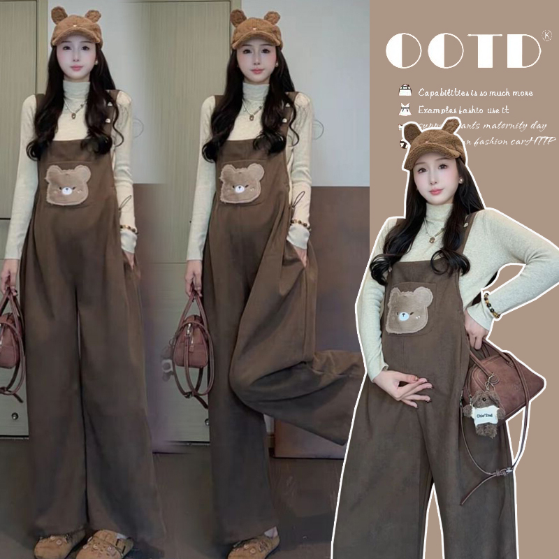 2025年新款套装孕妇套装秋冬背带裤两件时尚毛衣休闲款时尚孕妇装