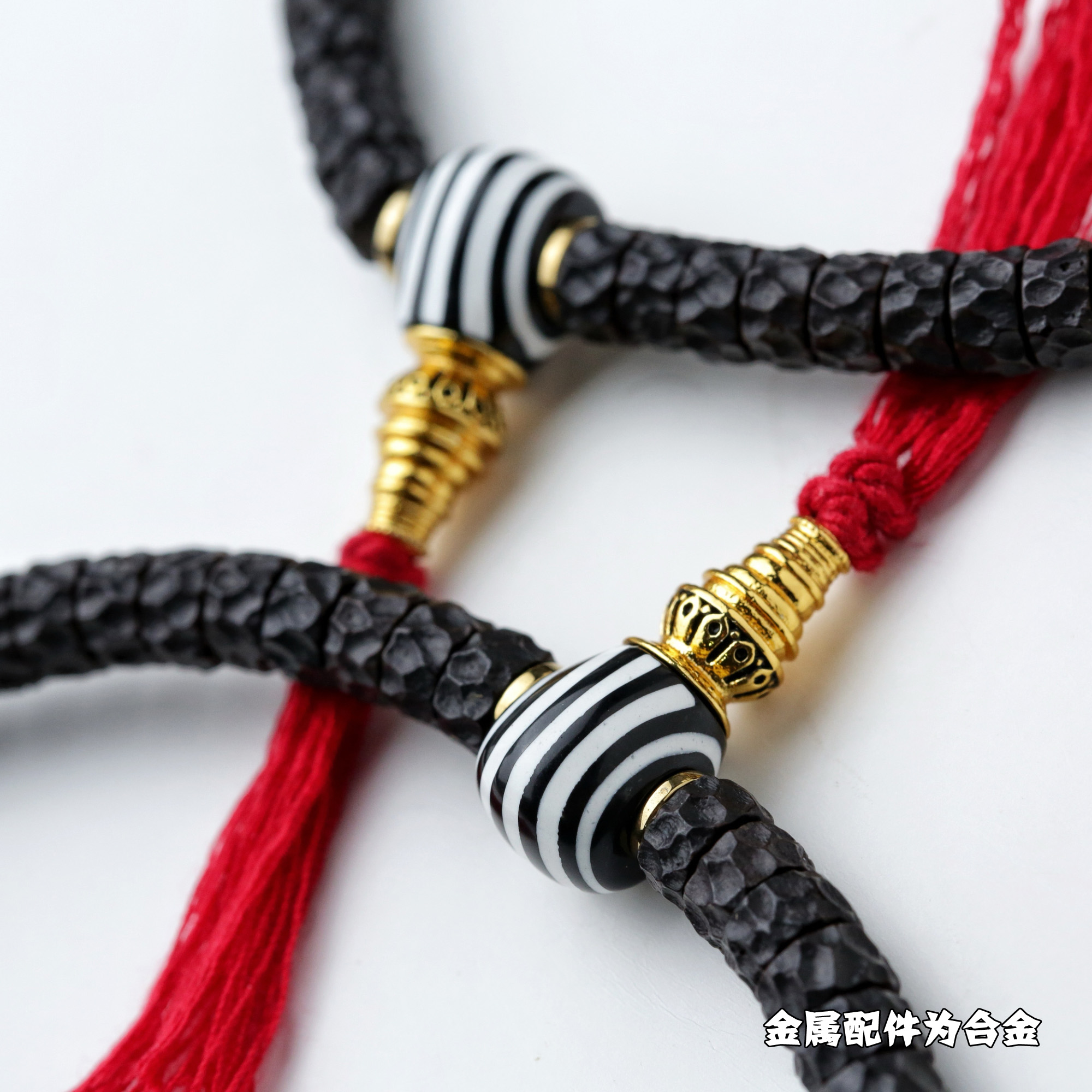 百顺文玩黑金椰蒂白玉菩提-乱山长串-轻奢乱山椰蒂长串搭玛瑙三通