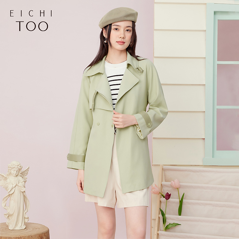 爱居兔春季新款经典时尚减龄少女感风衣外套EWFAJ1P003A